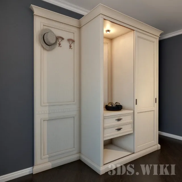 furniture - Wardrobe with hanger for hallway 3D Model