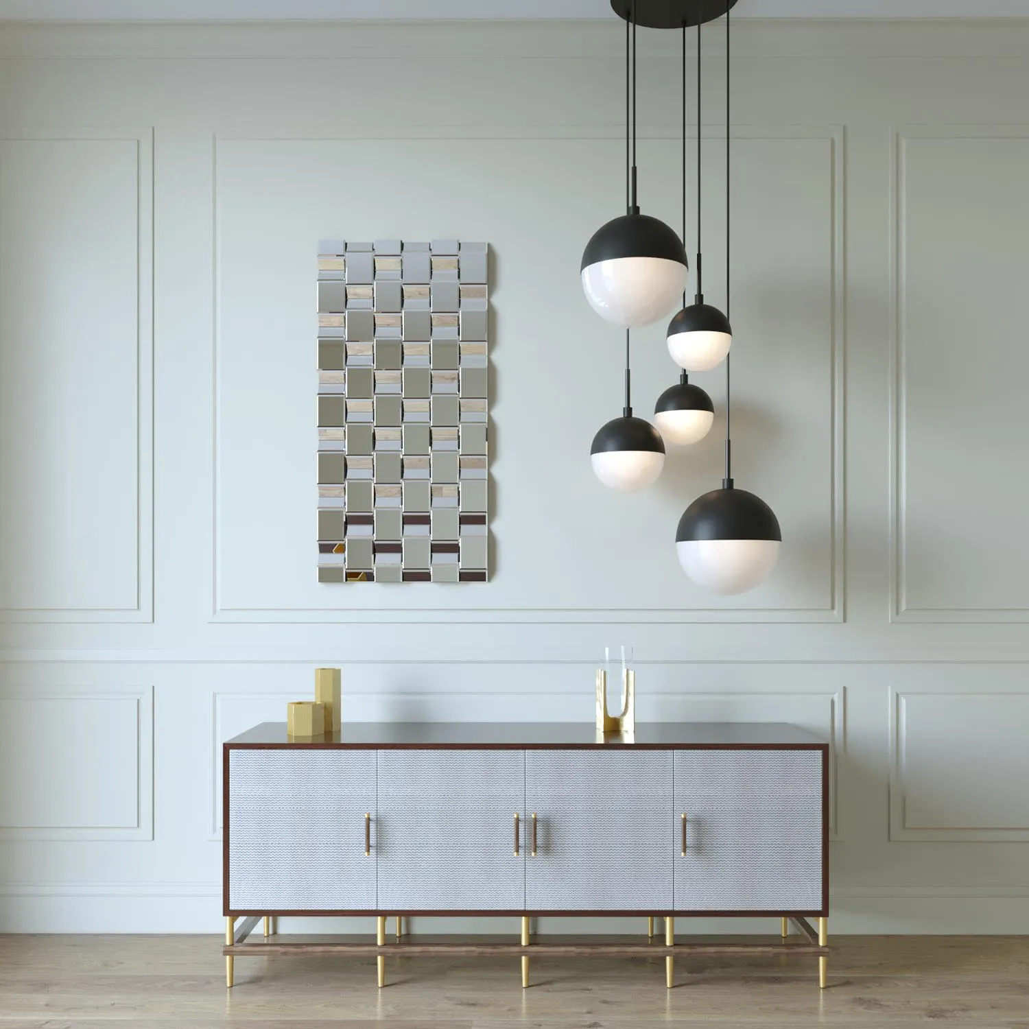 furniture - West Elm chest of drawer with chandelier 05 3D Model