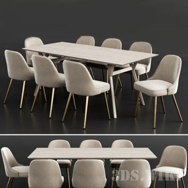 furniture - West Elm Dinning Set 11 3D Model