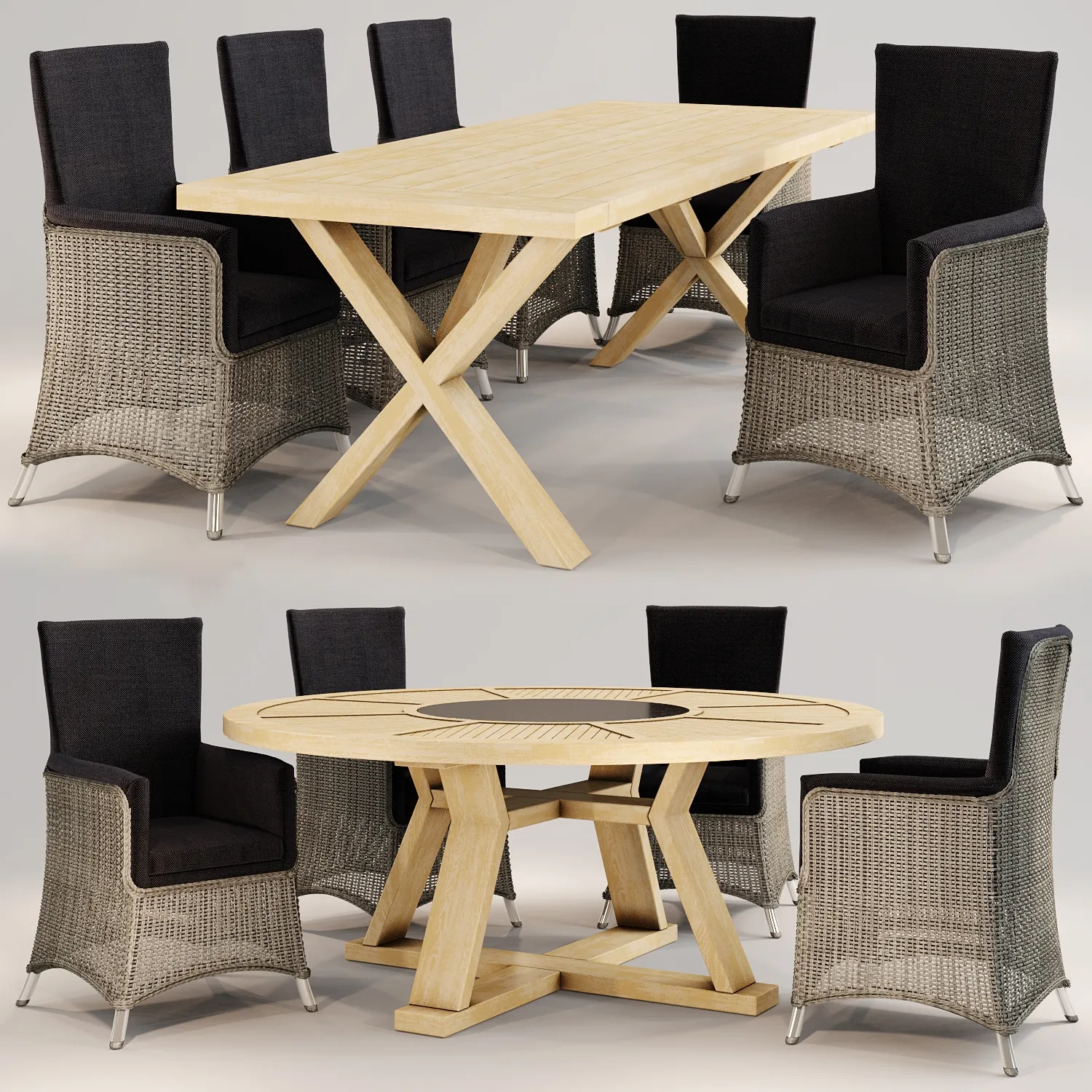 furniture - Wicker chair and two tables Brafab 3D Model