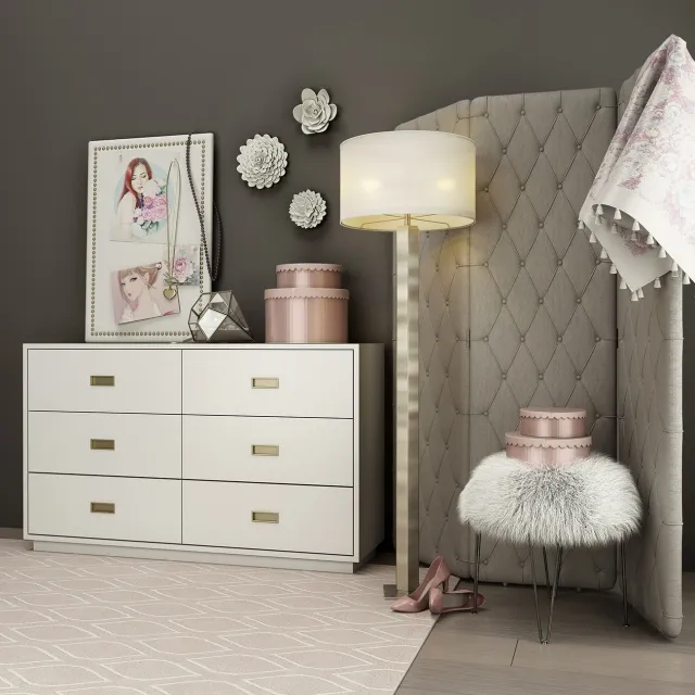 furniture - Wide Comod Restoration Hardware Avalon Waxed White 3D Model