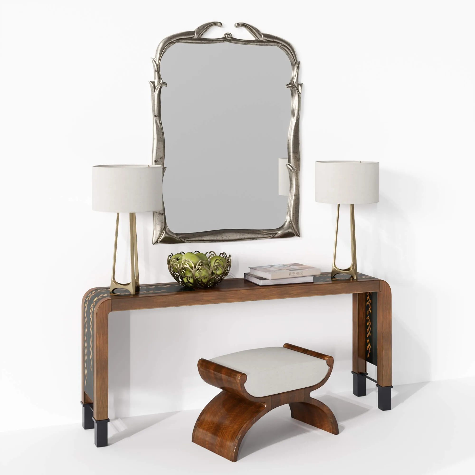 furniture - Wisteria Long table by Bill Sofield with decor  Baker furniture 3D Model