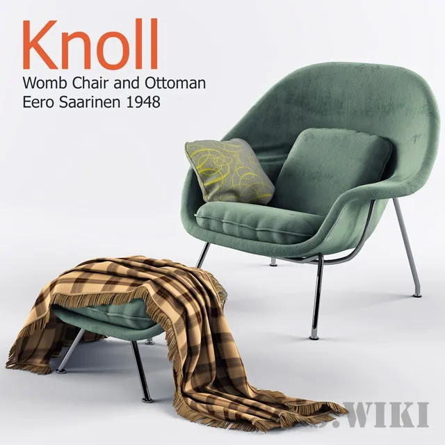 furniture - Womb Chair Knoll  with ottoman 3D Model