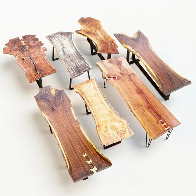 furniture - Wood Slab  Wooden slab 7pcs 3D Model