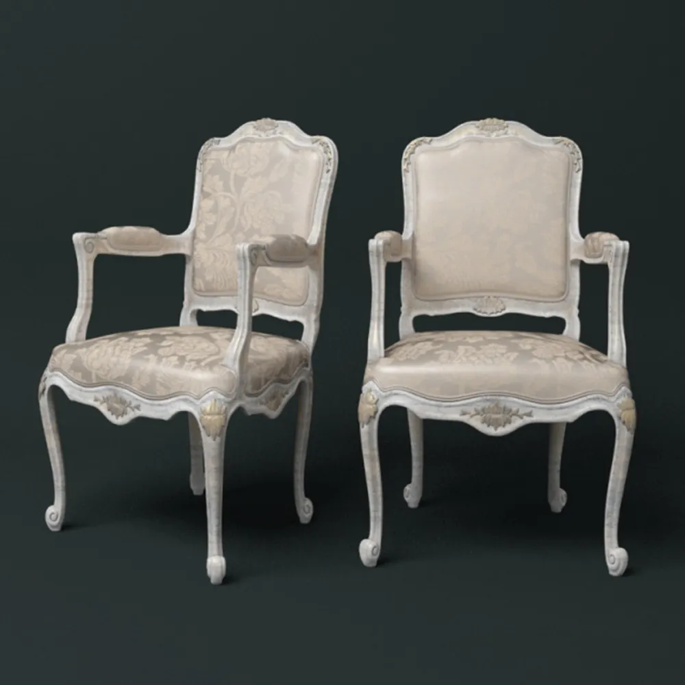 furniture - Wooden armchair in a classic style 3D Model