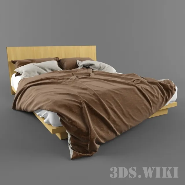 furniture - Wooden bed 3D Model