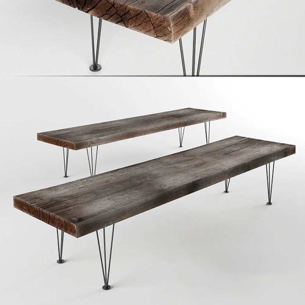 furniture - Wooden bench 3D Model
