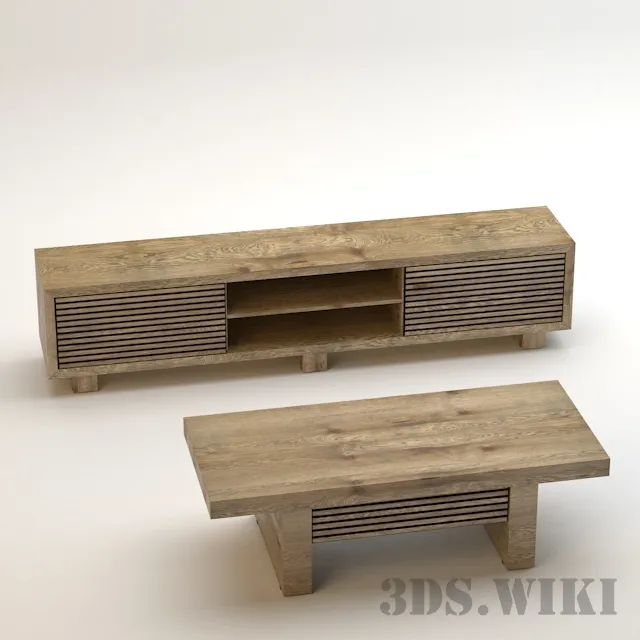 furniture - Wooden cabinet BUFFET PHONG with chair 3D Model