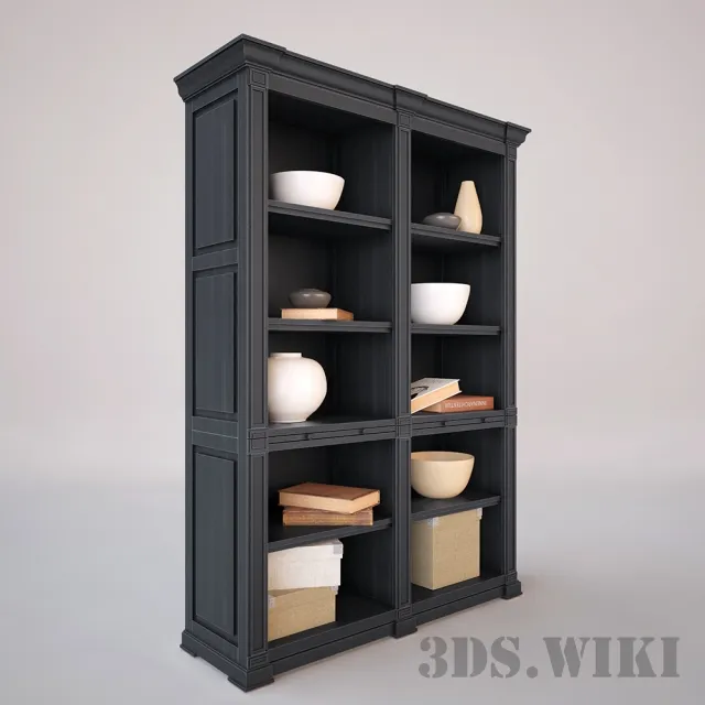 furniture - Wooden cabinet with shelves 3D Model
