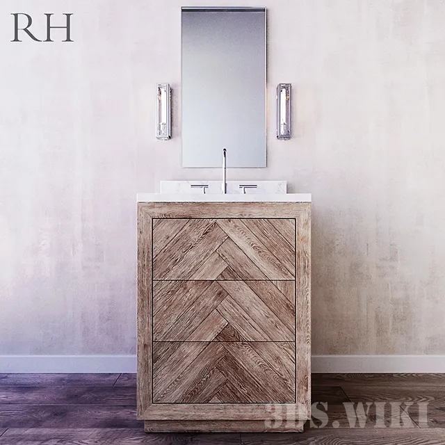 furniture - Wooden chest of drawers Restoration Hardware 3D Model
