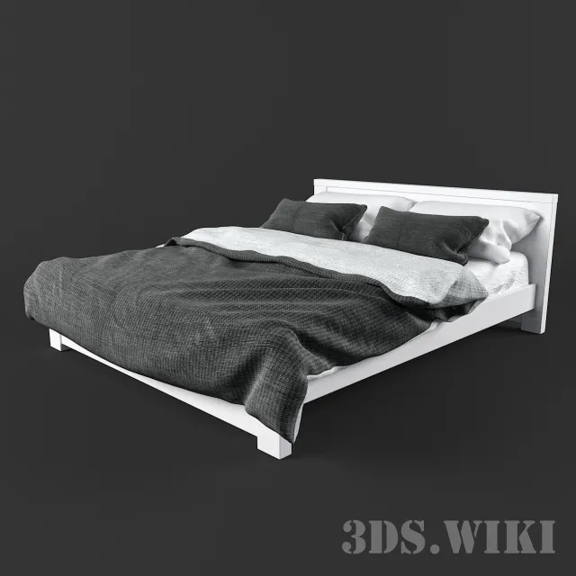 furniture - Wooden Double Bed 3D Model