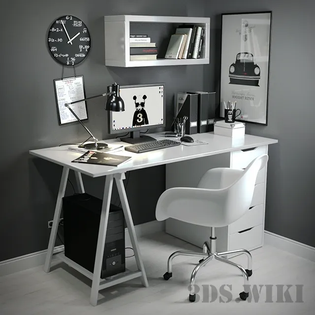 furniture - Work room with different items 3D Model