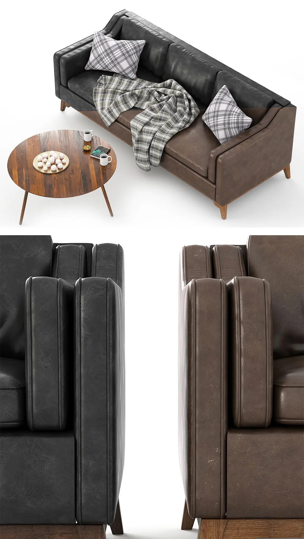 furniture - Worthington Sofa and Coffe Table Amoeba 3D Model