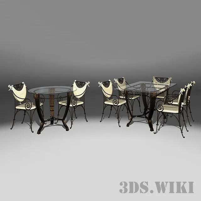 furniture - Wrought iron dining tables and chairs 3D Model