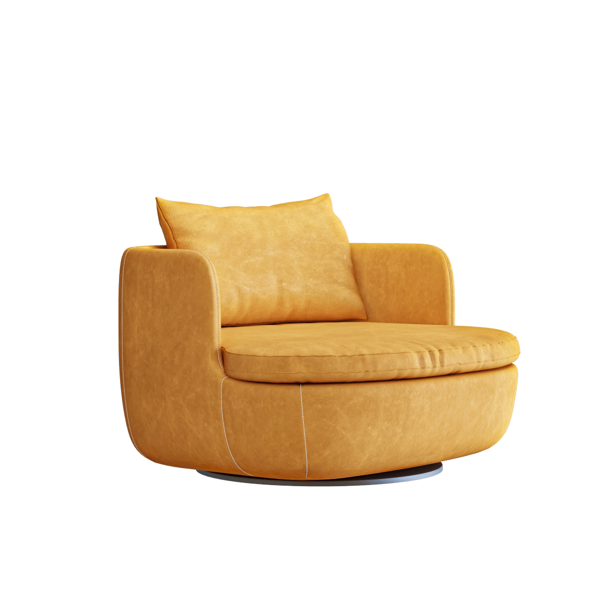 furniture - Yellow leather armchair 3D Model