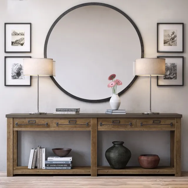 furniture - ZINC-TOP MERCANTILE CONSOLE 3D Model