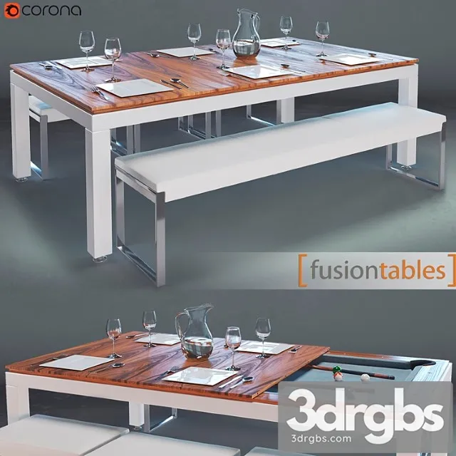 Fusion Tables Metal Line Dining Pools 3D Model Free