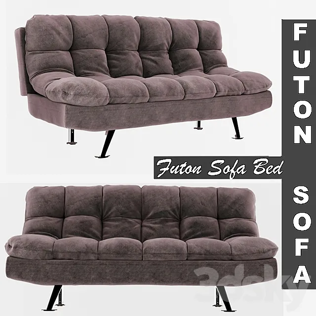 Futon Sofa Bed - Grey 3DModel