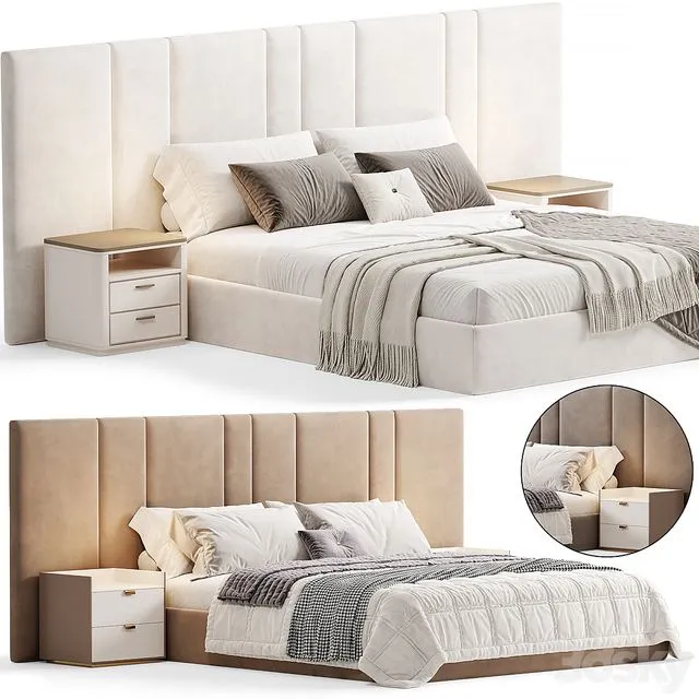 Futuro Bed with wide Headboard By Sensorsleep 3D Model