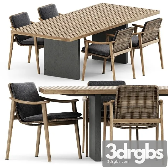 Fynn Outdoor Chair And Quadrado Table By Minotti 3D Model Free