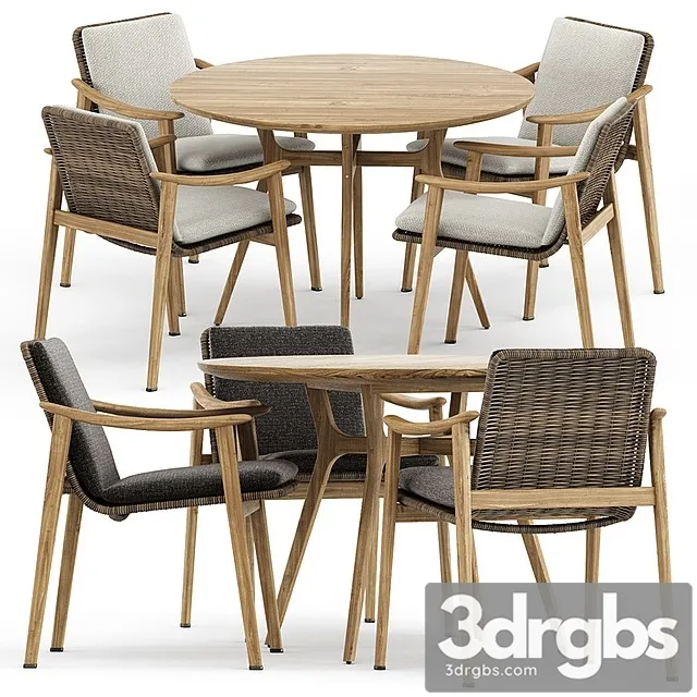 Fynn Outdoor Chair by Minotti and Ren Dining Table C1100 3D Model Free