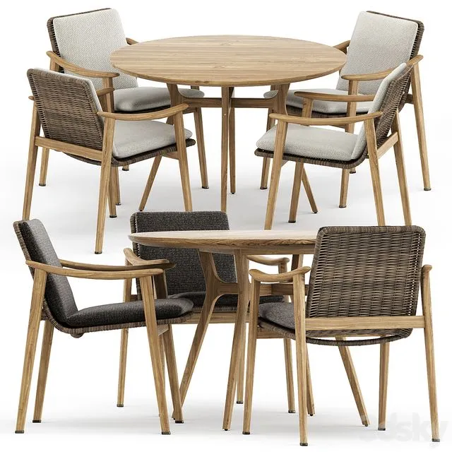 Fynn Outdoor chair by Minotti and Ren Dining table C1100 by Stellarworks 3D Model