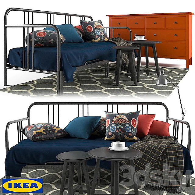 FYRESDAL-IKEA Daybed & HEMNES-IKEA 8-drawer dresser 3D Model