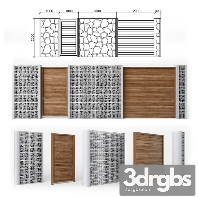 Gabion Fence 1 3D Model Free