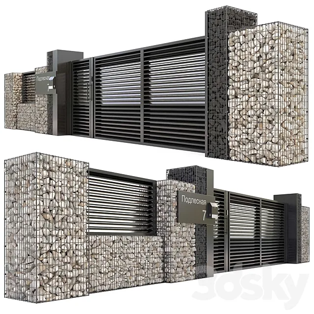 Gabion fence 3D Model