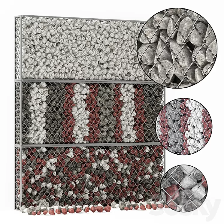 Gabion medium stone color 3D Model