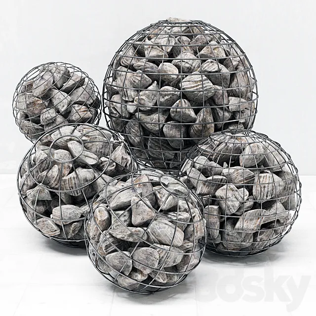 Gabion sphere rock stone _ Gabion sphere from rocky stone 3D Model