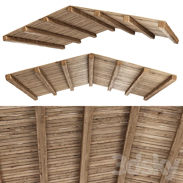 Gable Wooden Ceiling V2 _ Ethnic wooden ceiling Free Download
