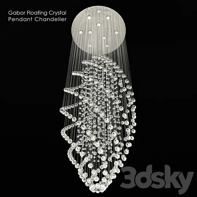 Gabor Floating Crystal Pendant Chandelier 3D Model