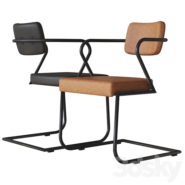 Gaff Metal Frame Chair Cb2 3D Model