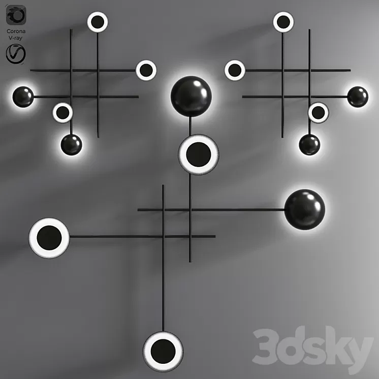 Gaia – Modern suspended or wall led lamp 3D Model