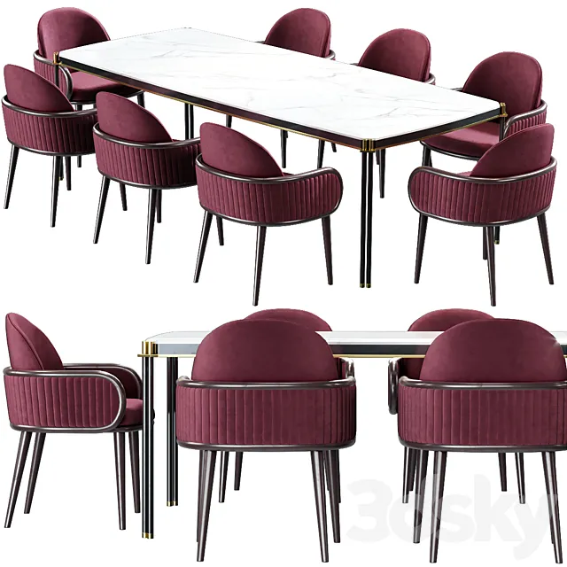 Gala chair and table Tudor 3DModel