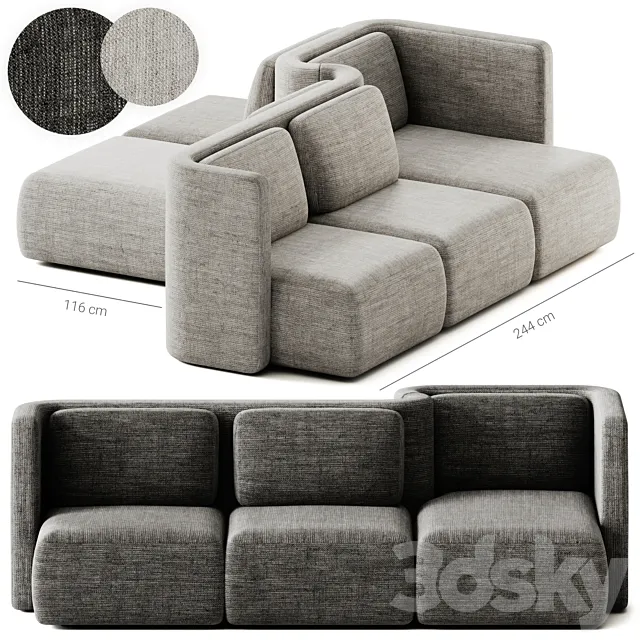 GALA Modular fabric sofa Composition 3 by Saba Italia 3D Model