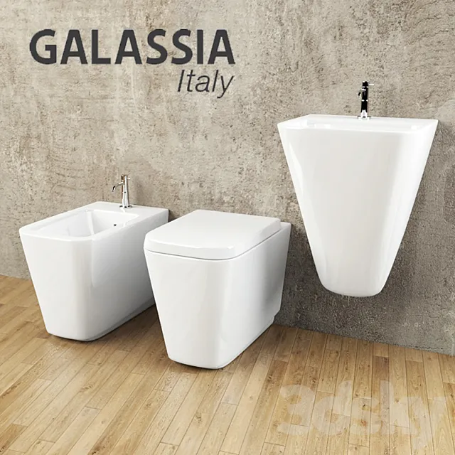 GALASSIA bidet toilet and sink 3D Model