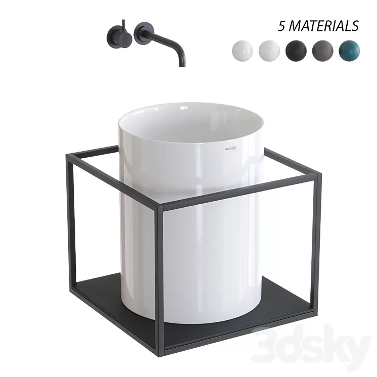 GALASSIA Core Countertop Ceramic Washbasin Set 2 3D Model