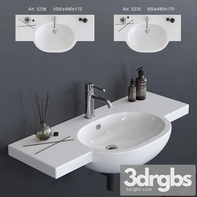 Galassia M2 Washbasin Art 5235 Art 5236 3D Model Free