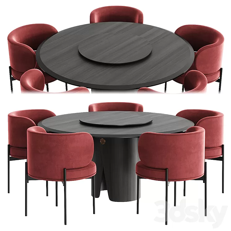 Gallotti & Radice Akiko + Manto Dinning Set 1 3D Model Free