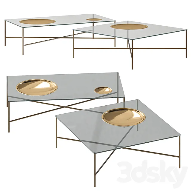Gallotti & Radice Golden Moon Rectangular Coffee Table 3DModel