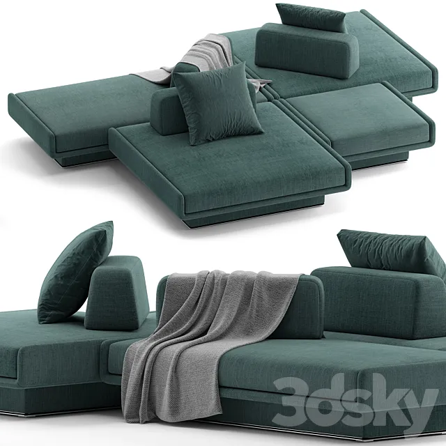 Gallotti&Radice LILAS MOSAÏQUE modular fabric sofa 3D Model