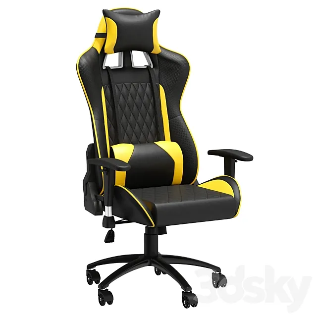 Gamer Duty Black & Yellow Chair 3D Model