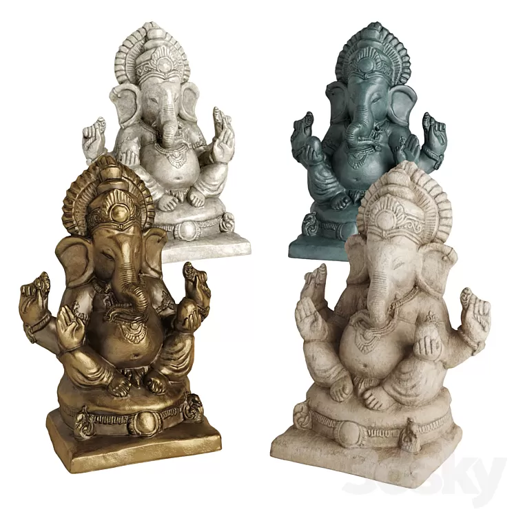 Ganesha sitting sculpture 3D Model Free