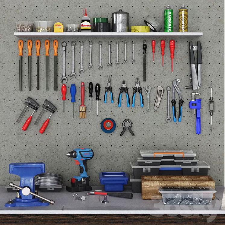 garage tools 3D Model