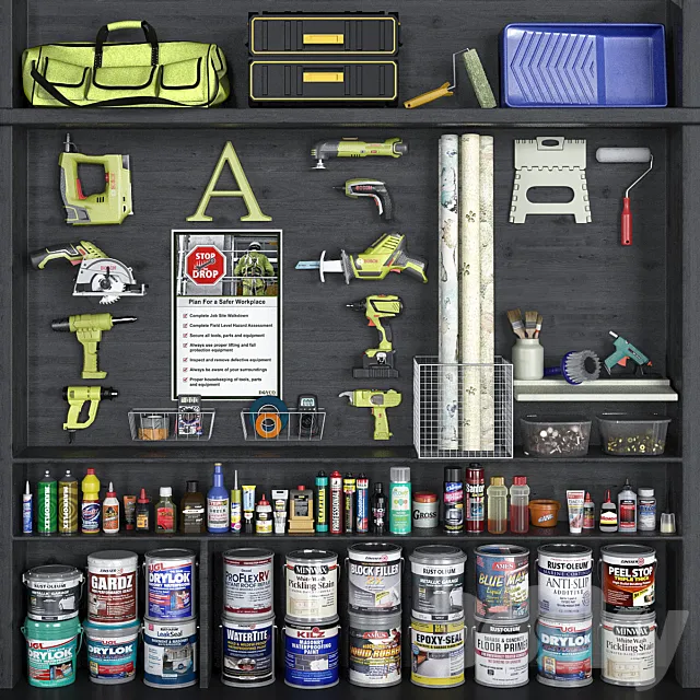garage tools set 10 3D Model