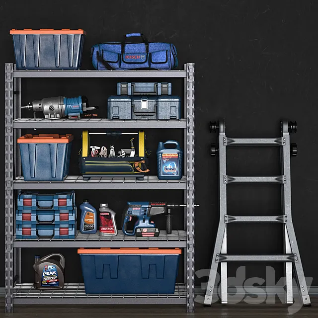 garage tools set 14 3DModel