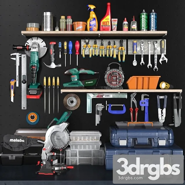 Garage tools set 2 3D Model Free