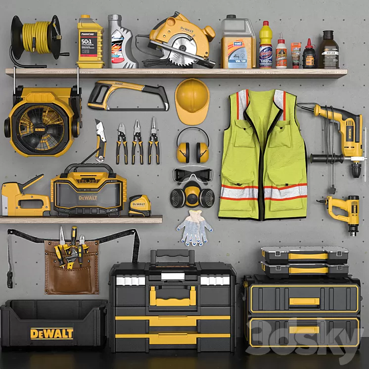 garage tools set 4 3D Model